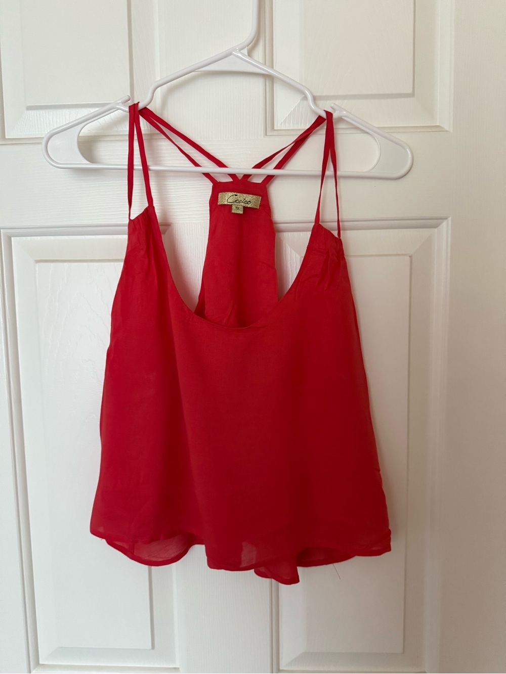 Cecico Red Double-Strap Chiffon Camisole